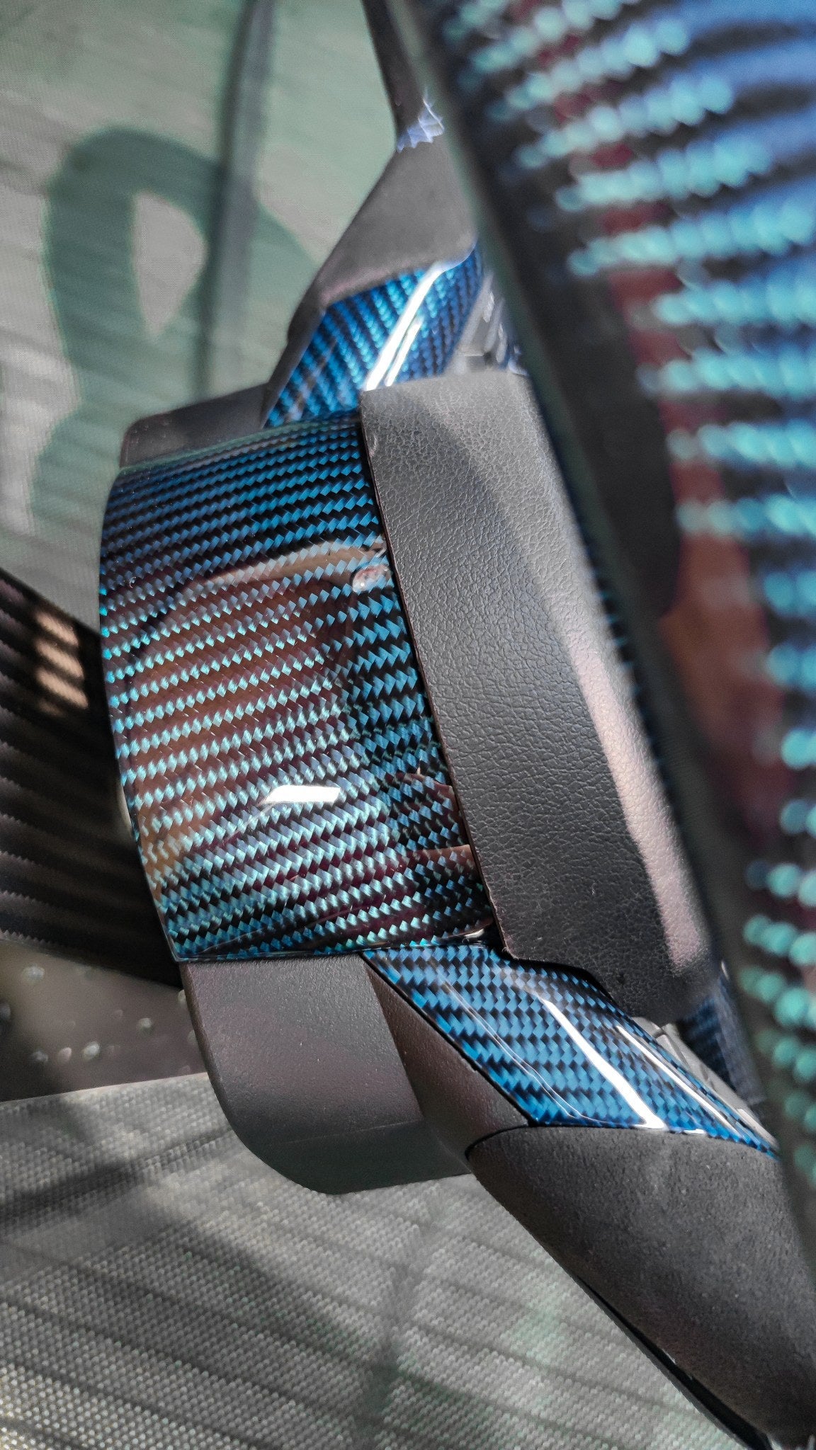 2015-2023 Mustang S550 Carbon Fiber Steering Wheel Blue Carbon Fiber