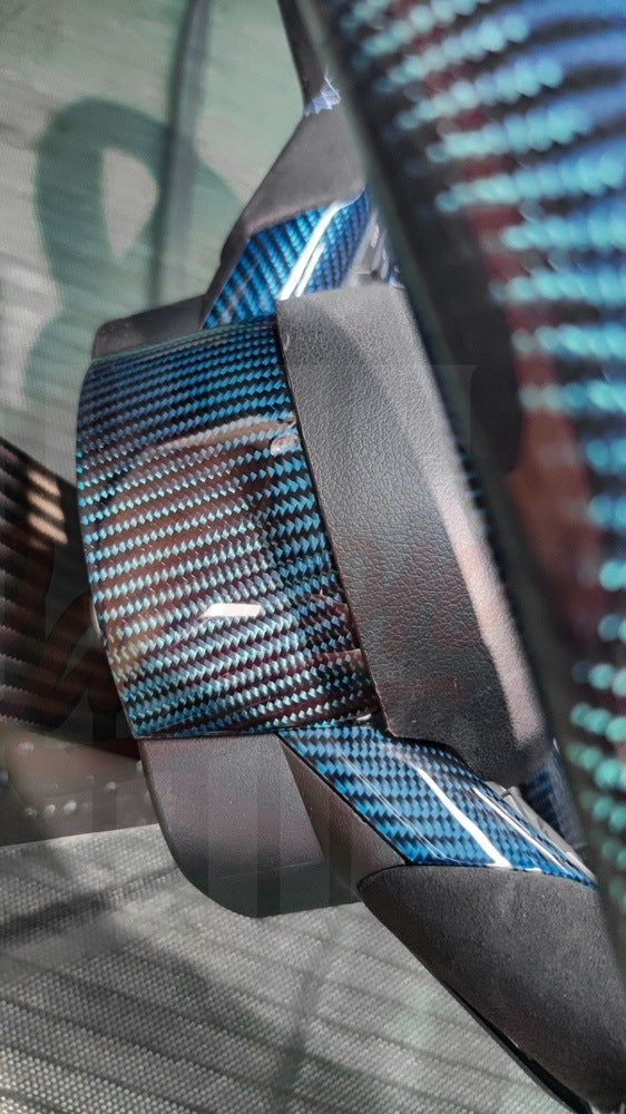 2015-2023 Mustang S550 Carbon Fiber Steering Wheel Blue Carbon Fiber - by ukiecarbon.com