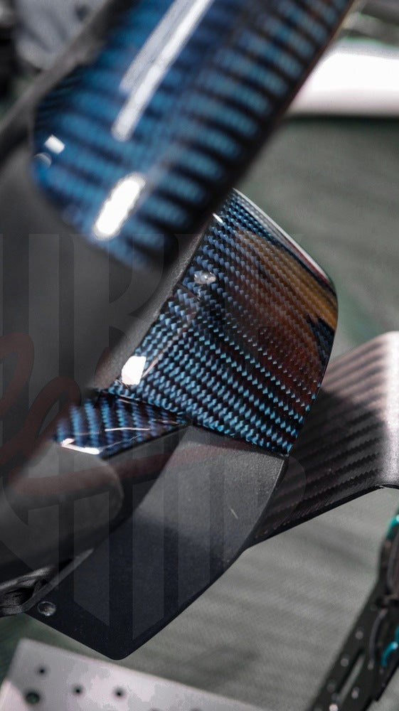 2015-2023 Mustang S550 Carbon Fiber Steering Wheel Blue Carbon Fiber - by ukiecarbon.com