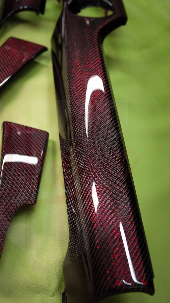 2015-2023 Mustang S550 Reflective Red Carbon Fiber Dashboard Trim - by ukiecarbon.com