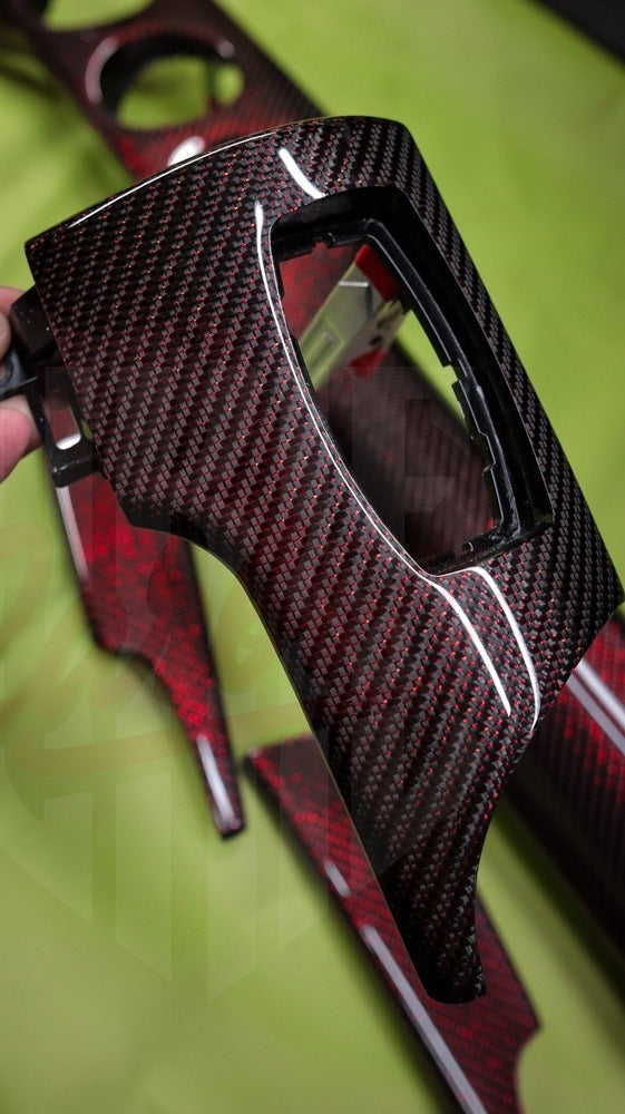 2015-2023 Mustang S550 Reflective Red Carbon Fiber Dashboard Trim - by ukiecarbon.com