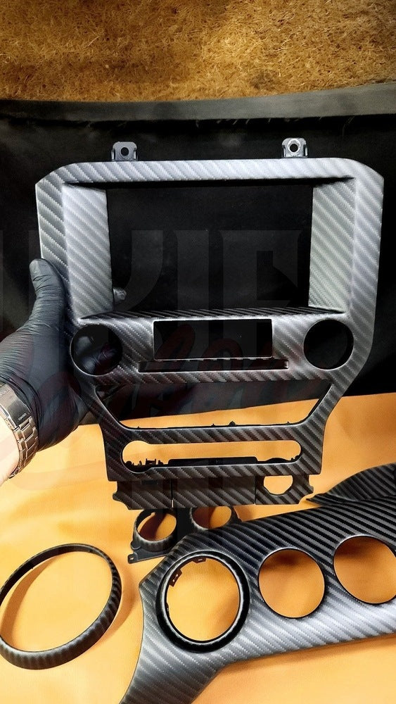 2015-2023 Mustang S550 4x4 Twill Matte Carbon Fiber Navigation Bezel - by ukiecarbon.com