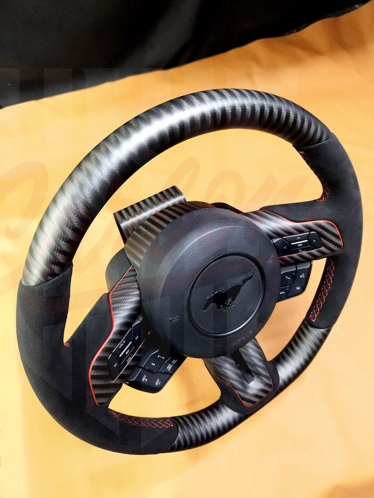 2015-2023 Mustang S550 4x4 Twill Matte Carbon Fiber Steering Wheel - by ukiecarbon.com