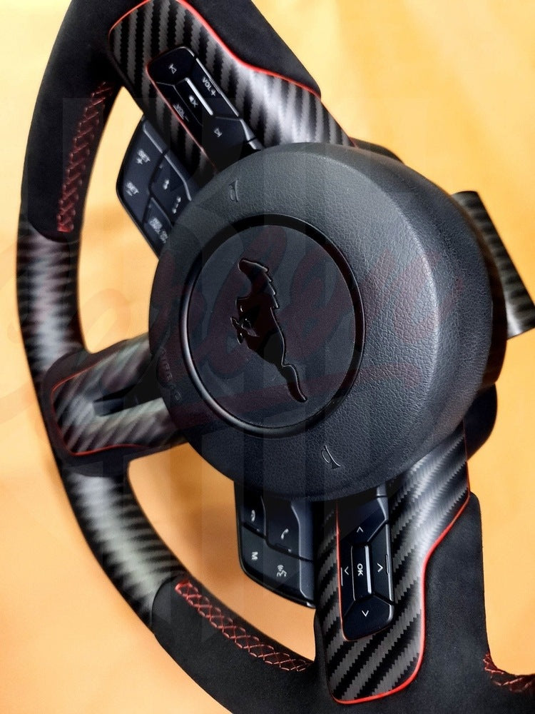 2015-2023 Mustang S550 4x4 Twill Matte Carbon Fiber Steering Wheel - by ukiecarbon.com