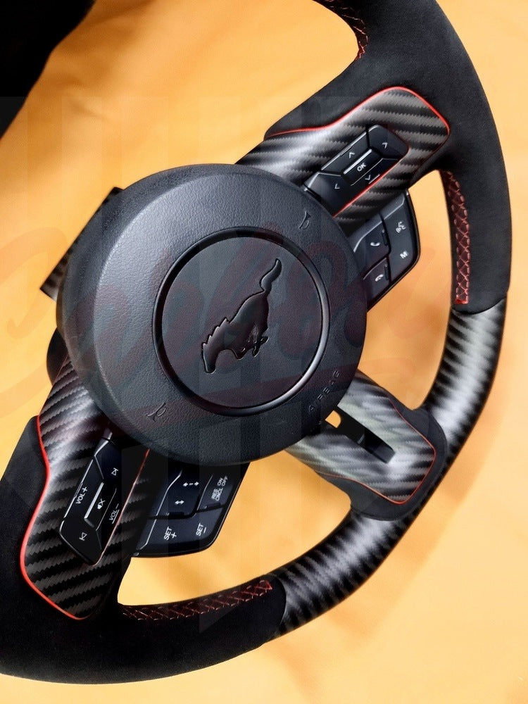 2015-2023 Mustang S550 4x4 Twill Matte Carbon Fiber Steering Wheel - by ukiecarbon.com