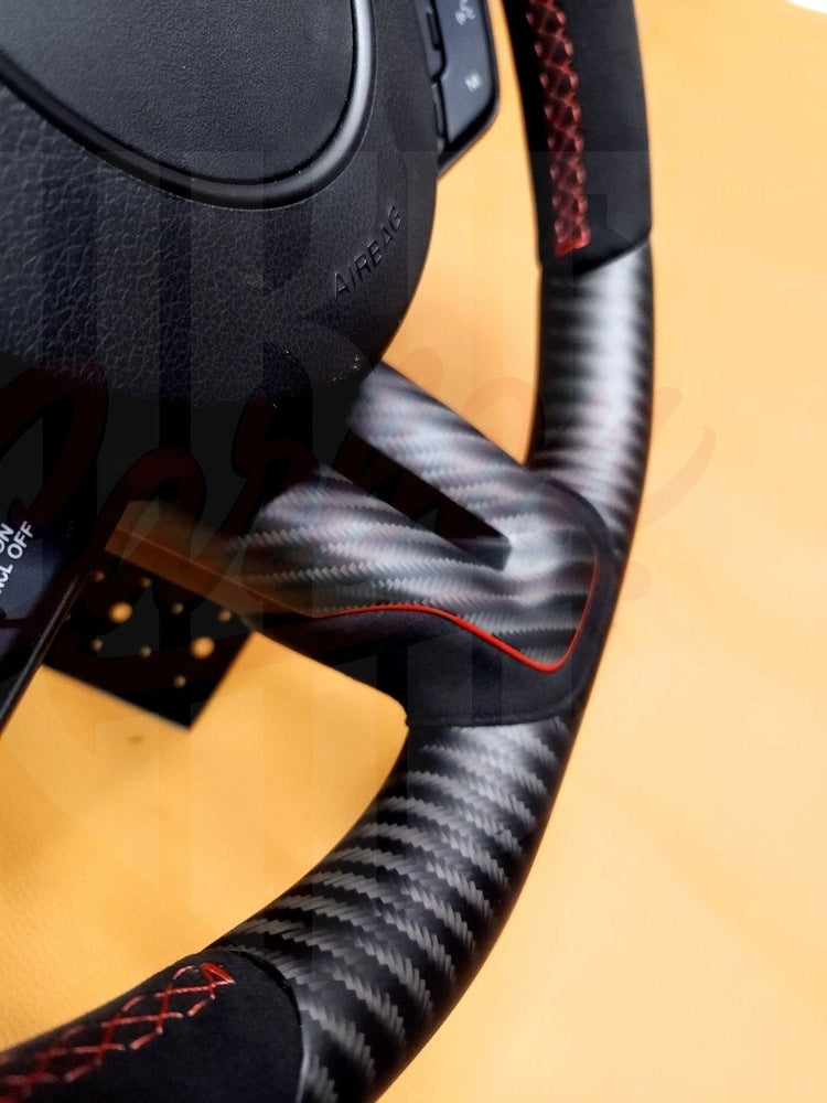 2015-2023 Mustang S550 4x4 Twill Matte Carbon Fiber Steering Wheel - by ukiecarbon.com