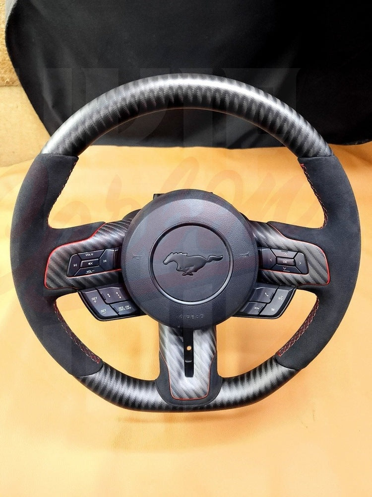 2015-2023 Mustang S550 4x4 Twill Matte Carbon Fiber Steering Wheel - by ukiecarbon.com