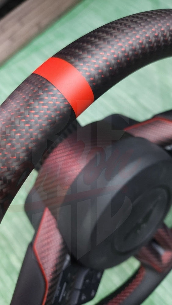2015-2023 Mustang S550 Reflective Red Matte Carbon Fiber Steering Wheel - by ukiecarbon.com