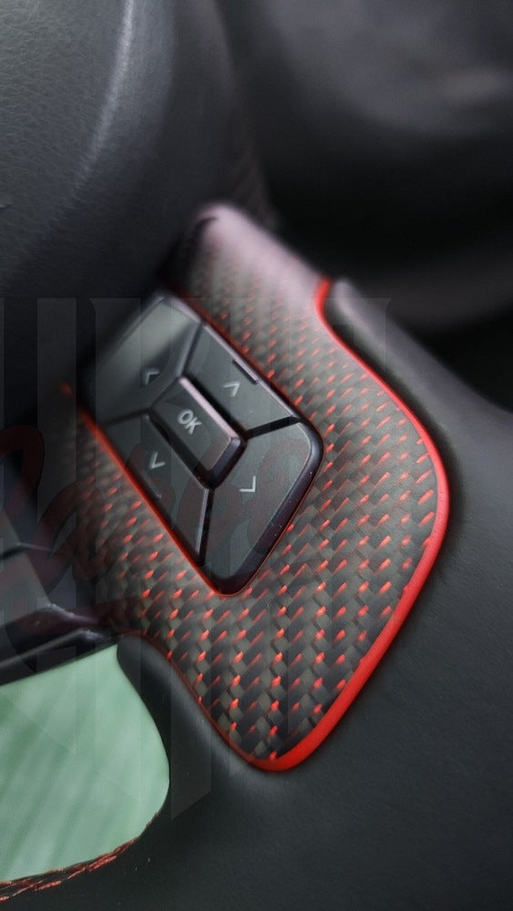 2015-2023 Mustang S550 Reflective Red Matte Carbon Fiber Steering Wheel - by ukiecarbon.com