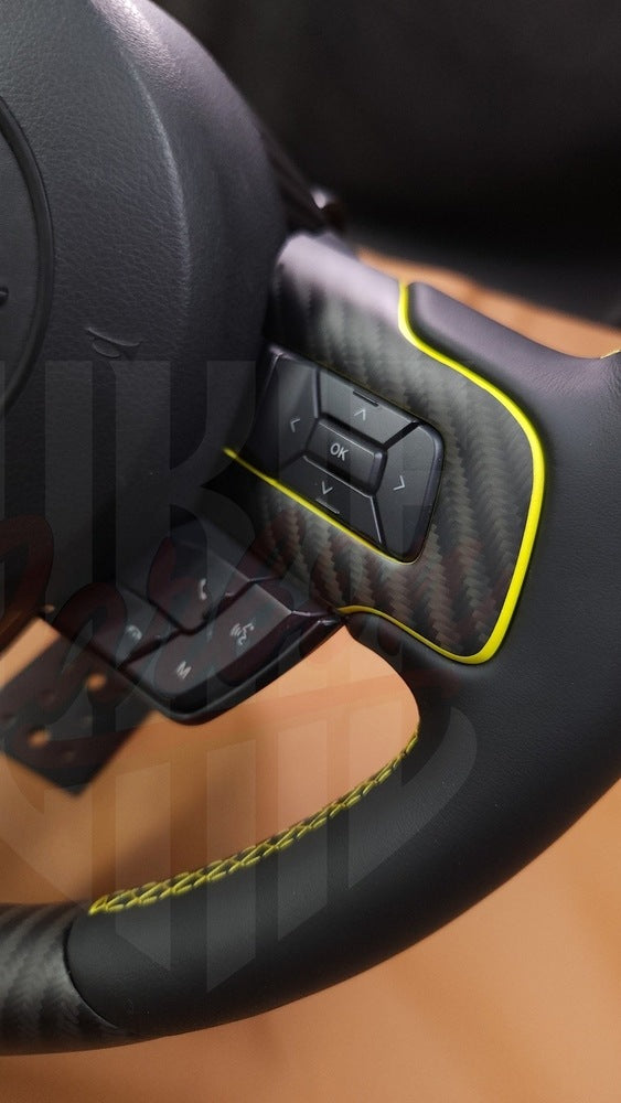 2015-2023 Mustang S550 4x4 Twill Matte Carbon Fiber Steering Wheel 2 - by ukiecarbon.com