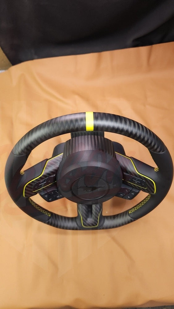 2015-2023 Mustang S550 4x4 Twill Matte Carbon Fiber Steering Wheel 2 - by ukiecarbon.com