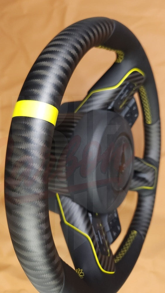 2015-2023 Mustang S550 4x4 Twill Matte Carbon Fiber Steering Wheel 2 - by ukiecarbon.com