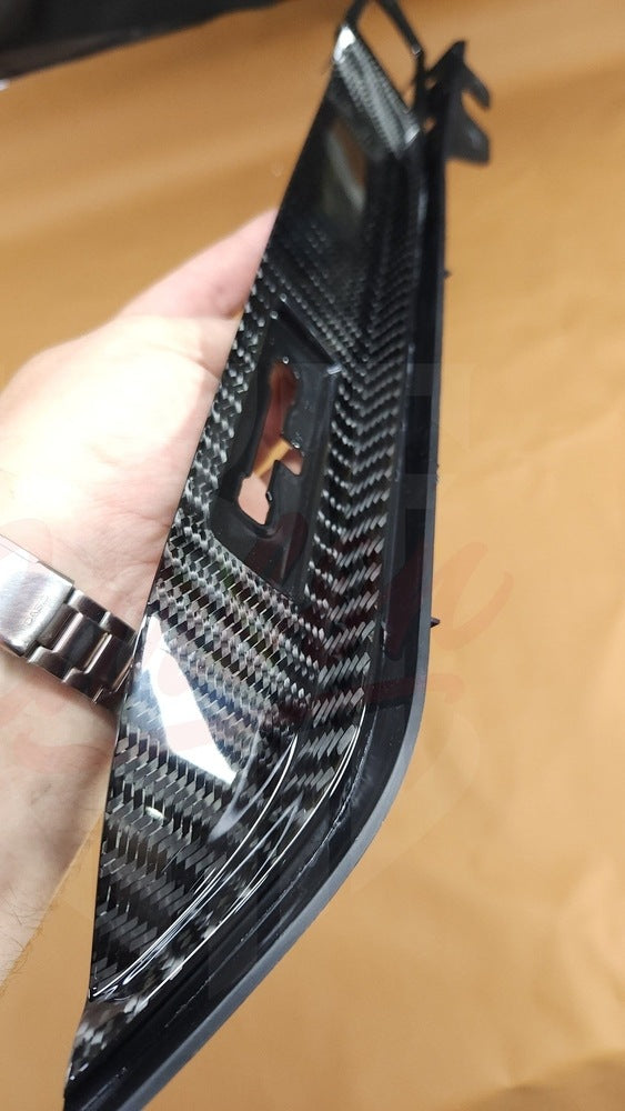 2015-2023 Mustang S550 Wide Twill Carbon Fiber Dashboard Trim With Chassis # - by ukiecarbon.com