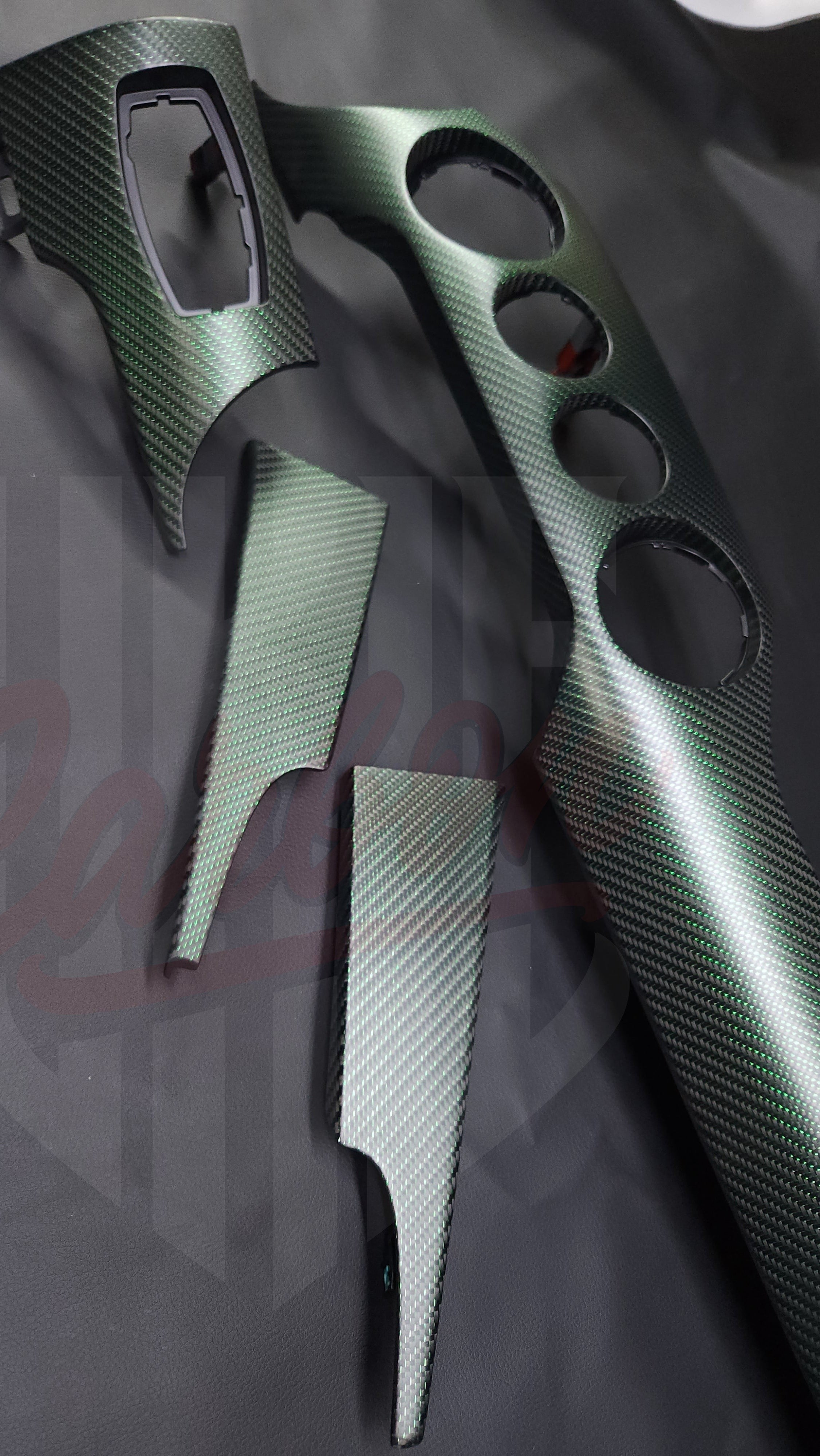 2015-2023 S550 Mustang Matte Reflective Green Carbon Fiber Performance Dashboard Trim