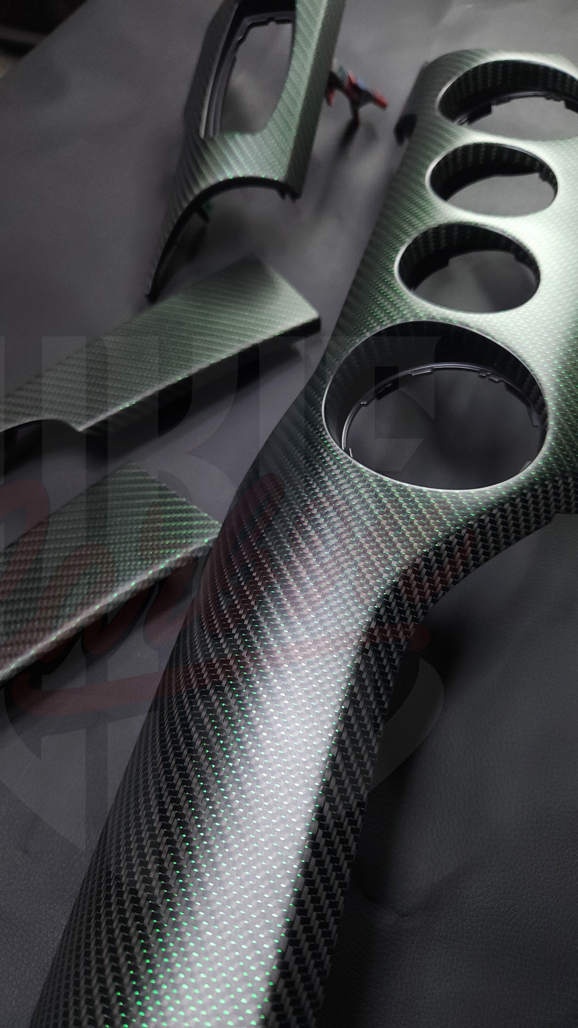2015-2023 S550 Mustang Matte Reflective Green Carbon Fiber Performance Dashboard Trim