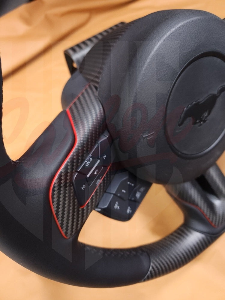 2015-2023 Mustang S550 Steering Wheel Top and Bottom Matte Carbon Fiber - by ukiecarbon.com