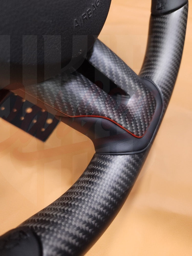 2015-2023 Mustang S550 Steering Wheel Top and Bottom Matte Carbon Fiber - by ukiecarbon.com
