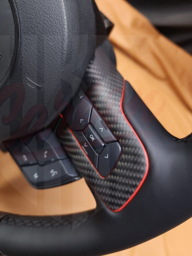 2015-2023 Mustang S550 Steering Wheel Top and Bottom Matte Carbon Fiber - by ukiecarbon.com
