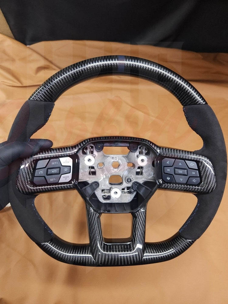 2024+ Mustang S650 Carbon Fiber Steering Wheel "Upper & Lower Carbon Fiber" - by ukiecarbon.com