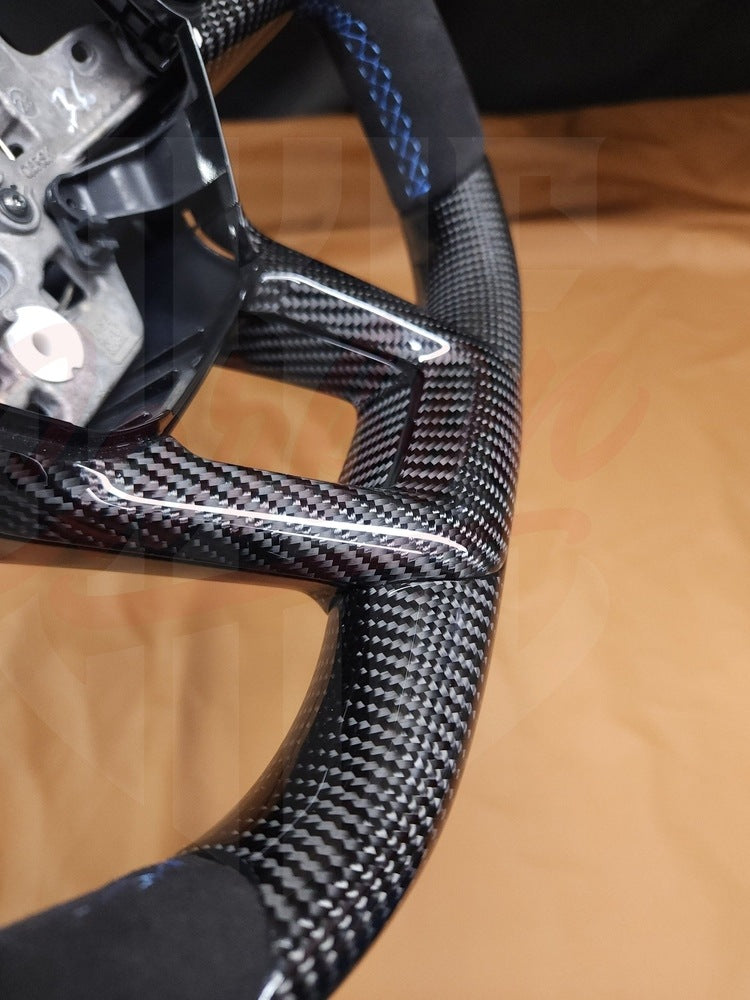 2024+ Mustang S650 Carbon Fiber Steering Wheel "Upper & Lower Carbon Fiber" - by ukiecarbon.com