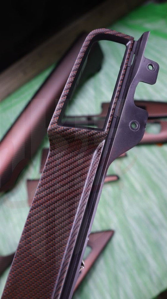 2015-2023 Mustang S550 Matte Reflective Red Dashboard Trim With Chassis # - by ukiecarbon.com