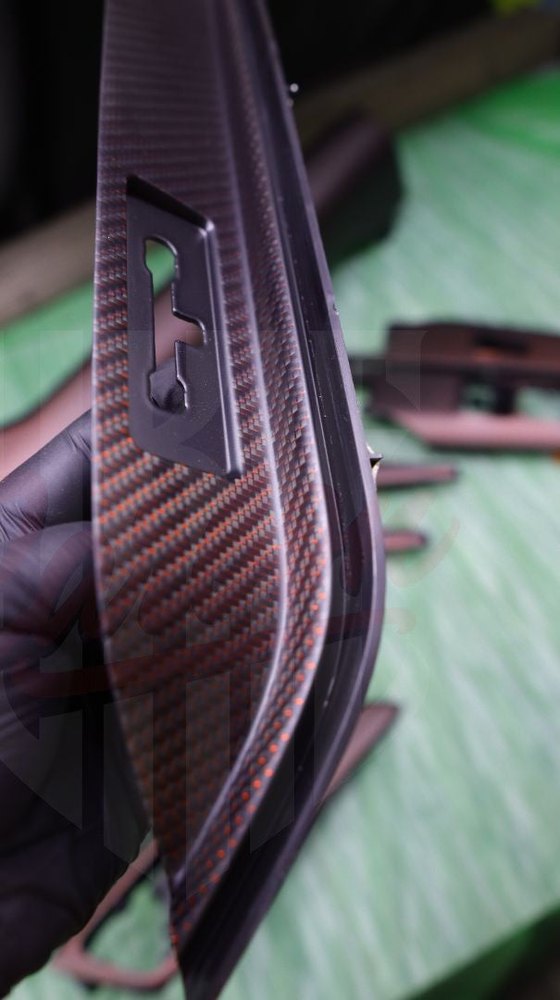 2015-2023 Mustang S550 Matte Reflective Red Dashboard Trim With Chassis # - by ukiecarbon.com