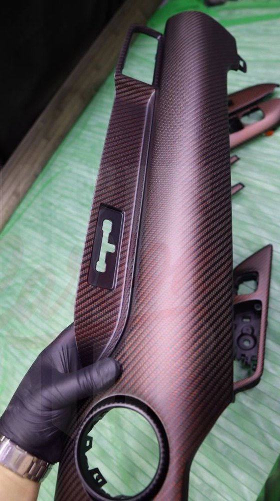 2015-2023 Mustang S550 Matte Reflective Red Dashboard Trim With Chassis # - by ukiecarbon.com