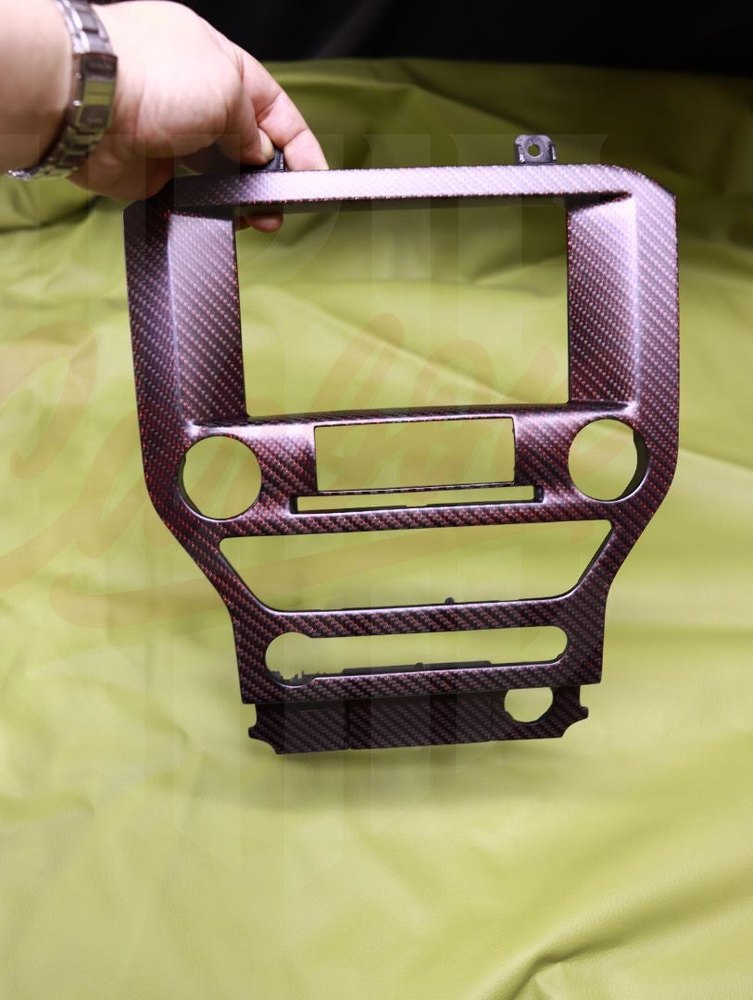 2015-2023 Mustang S550 Matte Red Reflective Carbon Fiber Navigation Bezel - by ukiecarbon.com