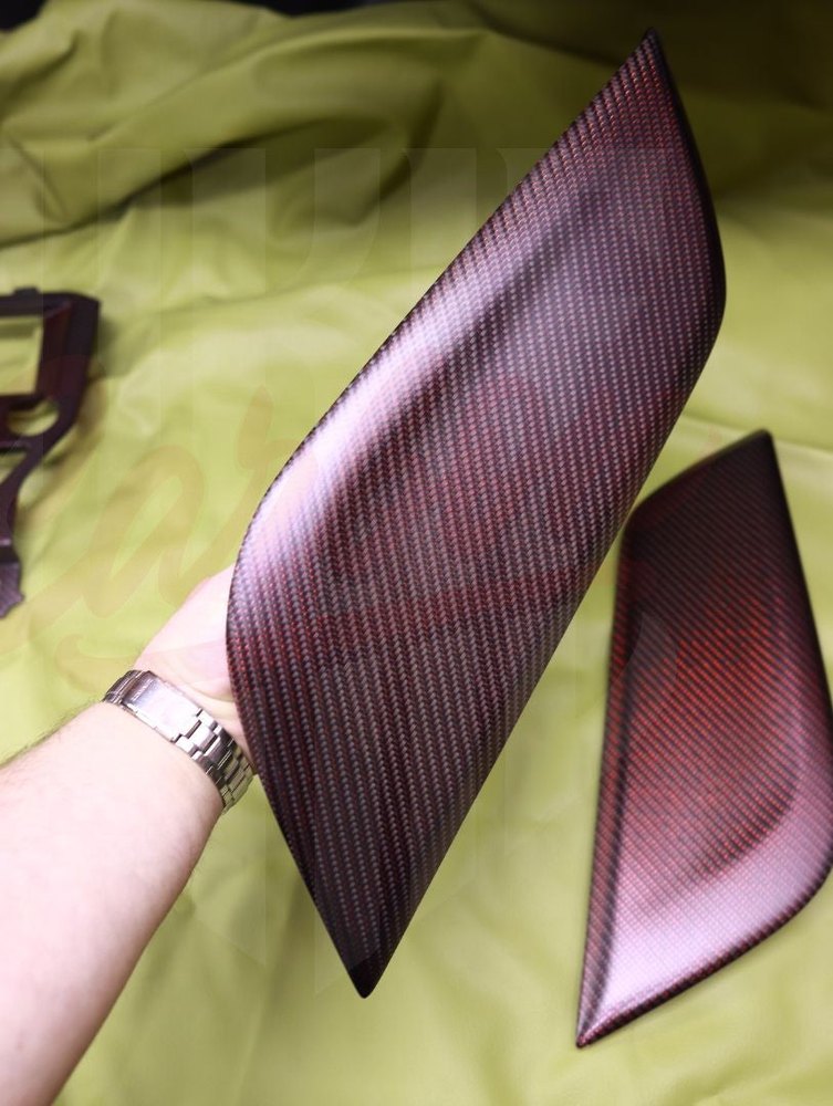 2015-2023 S550 Mustang Matte Red Carbon Fiber Knee Pads - by ukiecarbon.com