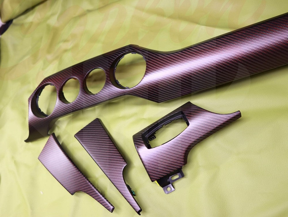 2015-2023 S550 Mustang Matte Red Reflective Carbon Fiber Dashboard Trim - by ukiecarbon.com