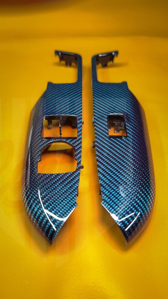 2015-2023 Mustang S550 Blue Carbon Fiber Window Switch Panel - by ukiecarbon.com