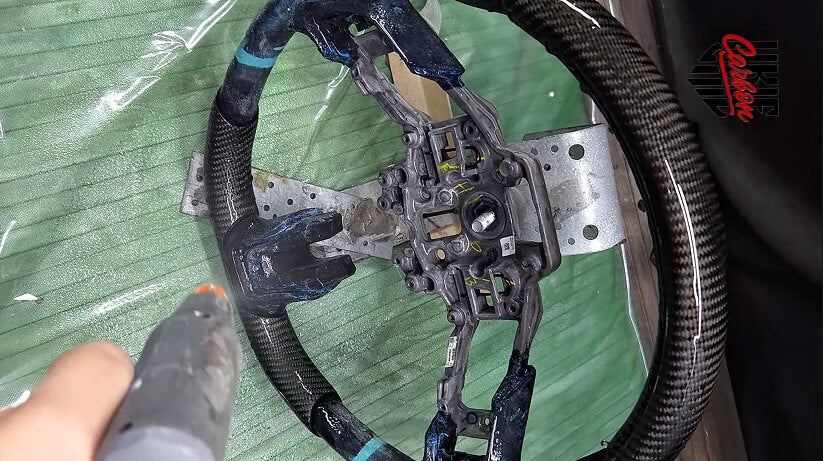 Load video: In this video we've shown the small part of manufacture process for mustang carbon fiber steering wheels.