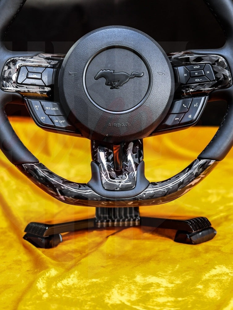 2015-2023 Mustang S550 Forged Carbon Fiber Steering Wheel - by ukiecarbon.com