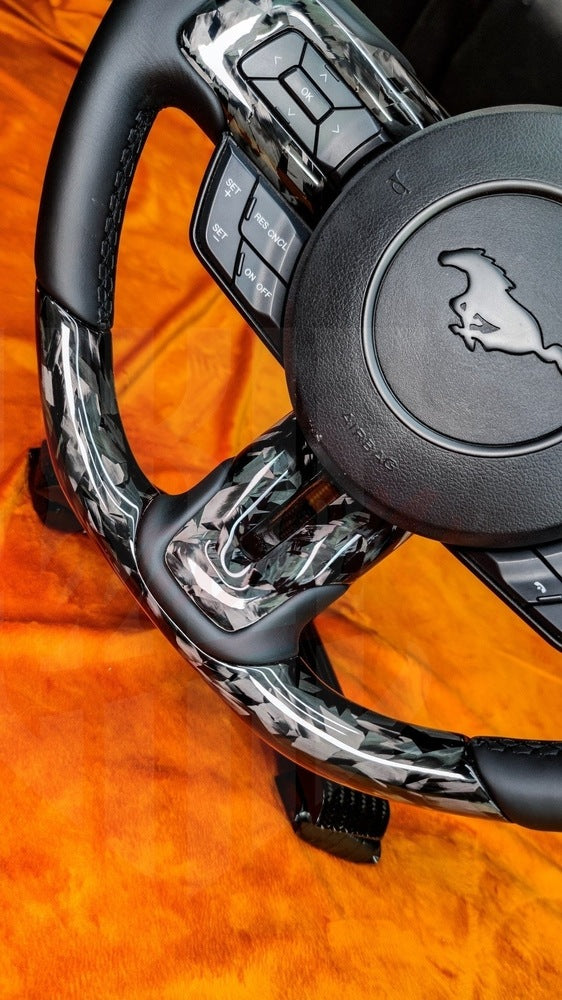 2015-2023 Mustang S550 Forged Carbon Fiber Steering Wheel - by ukiecarbon.com