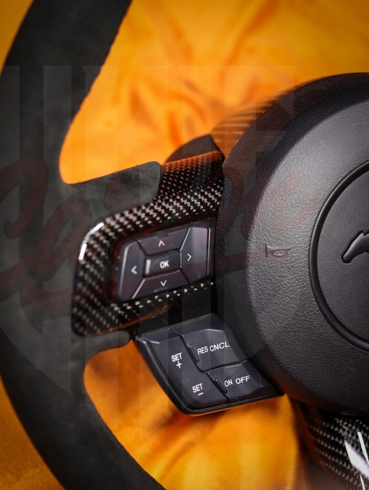 2015-2023 Mustang S550 Carbon Fiber Steering Wheel Top and Bottom Carbon Fiber - by ukiecarbon.com