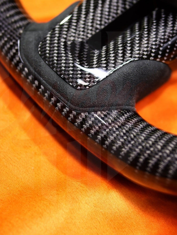 2015-2023 Mustang S550 Carbon Fiber Steering Wheel Top and Bottom Carbon Fiber - by ukiecarbon.com