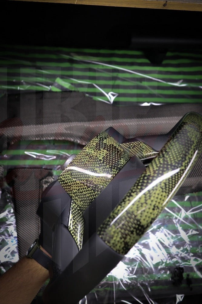 2015-2023 Mustang S550 Green Camo Carbon Fiber Steering Wheel - by ukiecarbon.com