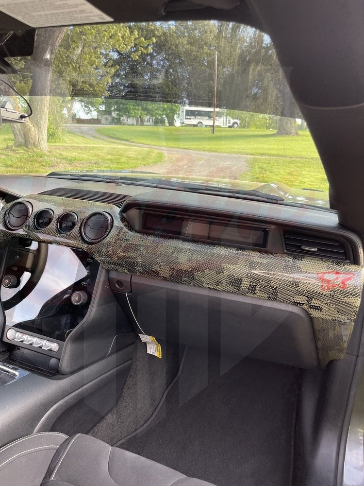 2015-2023 Mustang S550 Green Camo Carbon Fiber Interior Kit - by ukiecarbon.com