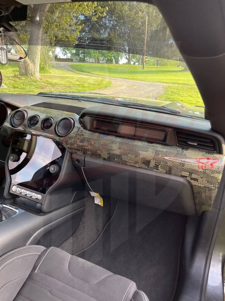 2015-2023 Mustang S550 Green Camo Carbon Fiber Interior Kit - by ukiecarbon.com