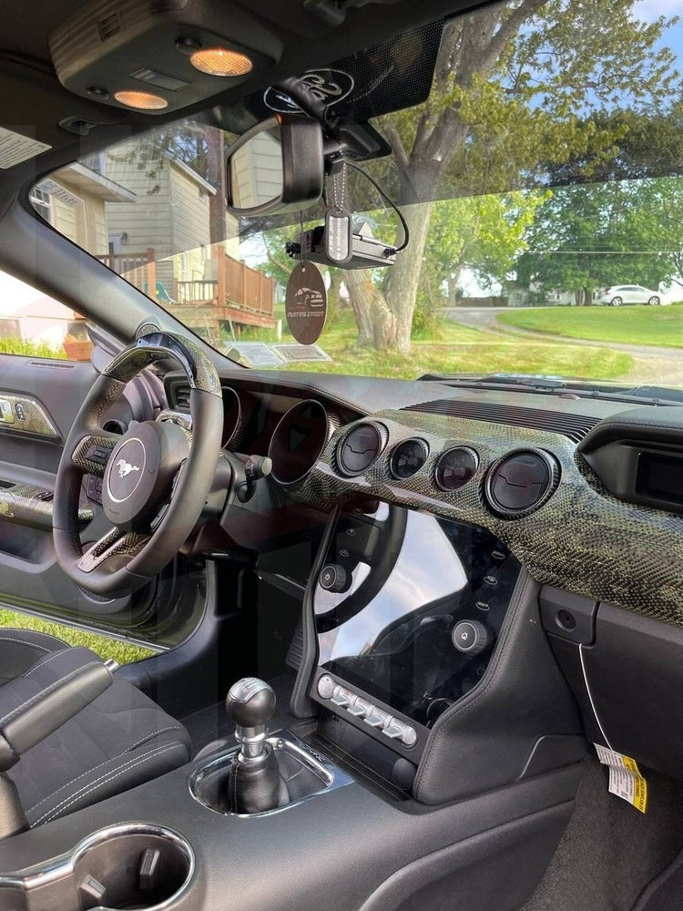 2015-2023 Mustang S550 Green Camo Carbon Fiber Interior Kit - by ukiecarbon.com