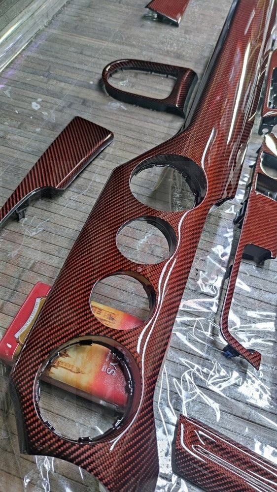 2015-2023 Mustang S550 Red Carbon Fiber Dashboard Trim - by ukiecarbon.com