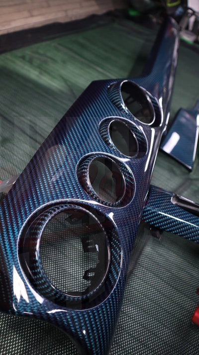 2015-2023 Mustang S550 Blue Carbon Fiber Dashboard Trim - by ukiecarbon.com