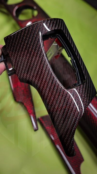 2015-2023 Mustang S550 Reflective Red Carbon Fiber Dashboard Trim - by ukiecarbon.com