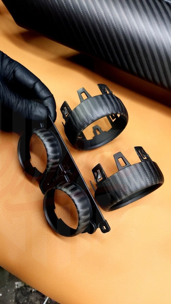 2015-2023 Mustang S550 4x4 Twill Matte Carbon Fiber Air Vents / Gauges Bezels - by ukiecarbon.com