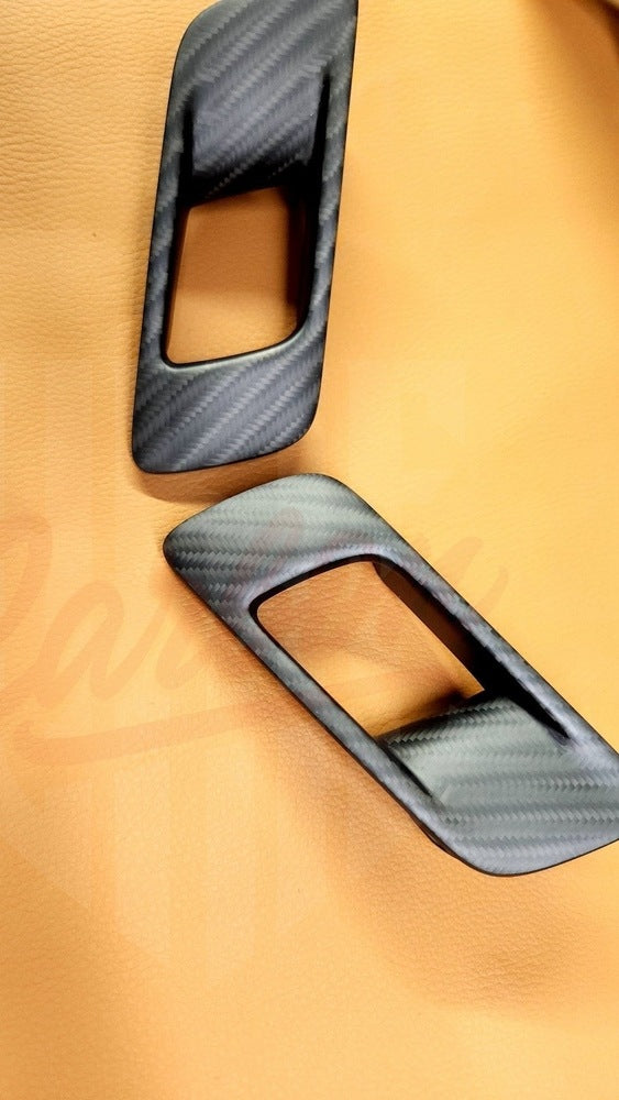 2015-2023 Mustang S550 4x4 Twill Matte Carbon Fiber Doorlatches - by ukiecarbon.com