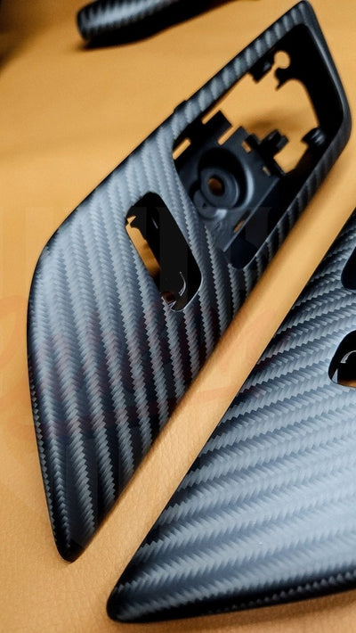 2015-2023 Mustang S550 4x4 Twill Matte Carbon Fiber Active Doorhandle - by ukiecarbon.com