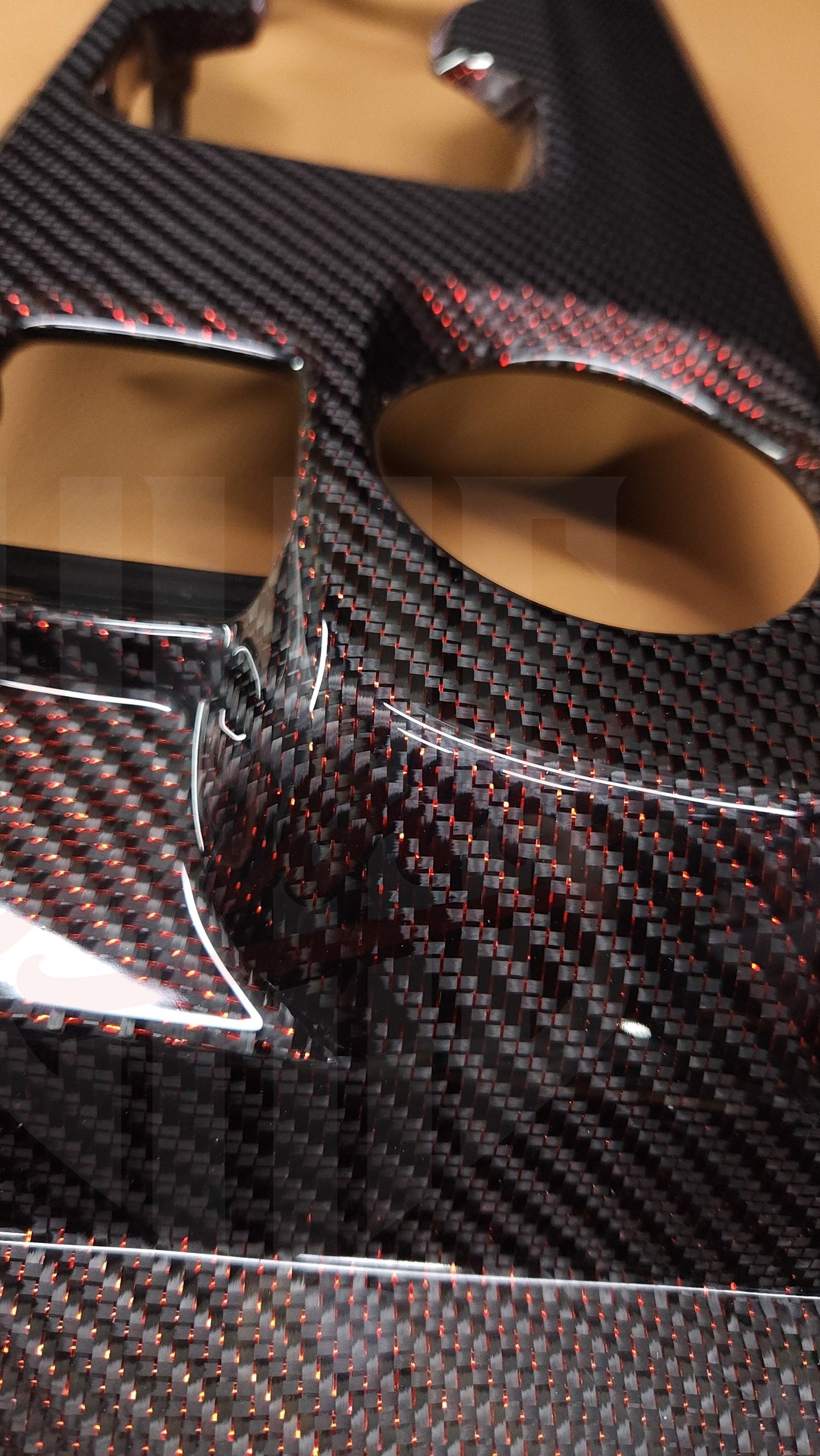 2020-2022 GT500 Reflective Red Carbon Fiber Center Console