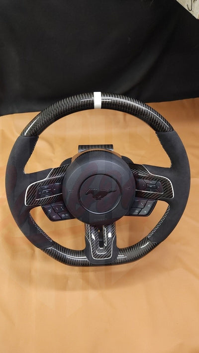 2015-2023 Mustang S550 Carbon Fiber Steering Wheel With Colored Accents - by ukiecarbon.com
