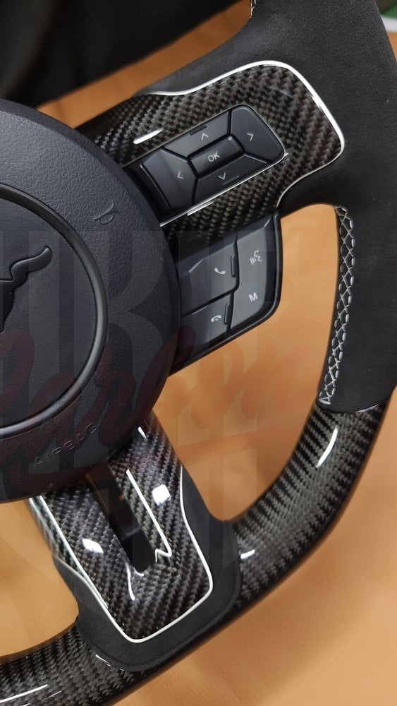 2015-2023 Mustang S550 Carbon Fiber Steering Wheel With Colored Accents - by ukiecarbon.com
