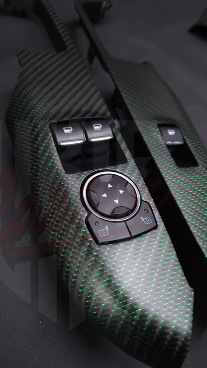 2015-2023 S550 Mustang Matte Reflective Green Carbon fiber Window Switch